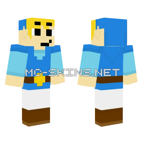 Blue Toon Link Minecraft skin, front and back