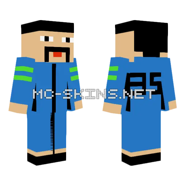 Blue Tracksuit Guy Minecraft skin, front and back