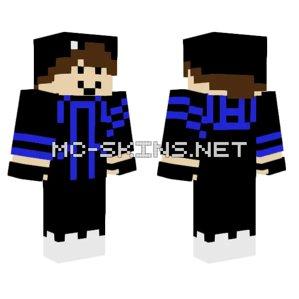 Blue Trimmed Outfit, front and back