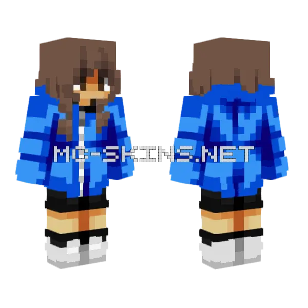 Blue Winter Coat Minecraft skin, front and back