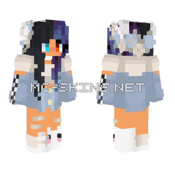 Blue Winter Girl Minecraft skin, front and back