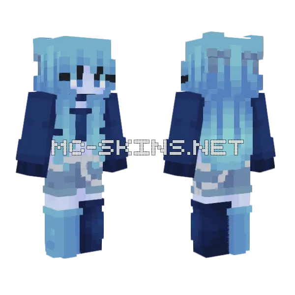 Blue Winter Outfit Minecraft skin, front and back