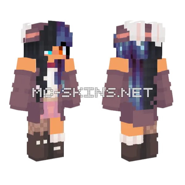 Blue Witch Hat Girl Minecraft skin, front and back