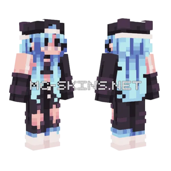 Blue Witch Outfit Minecraft skin, front and back