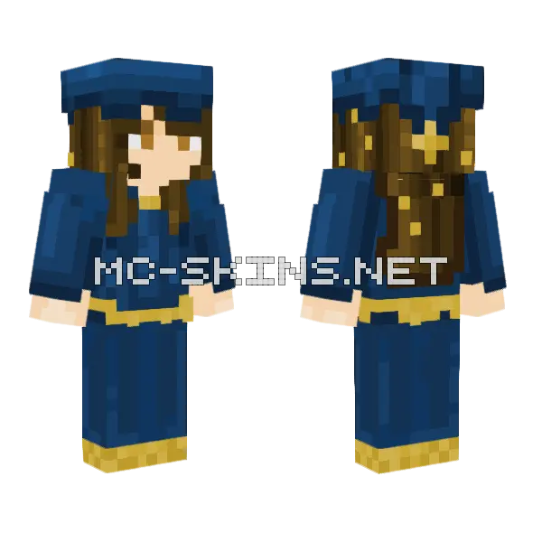 Blue Wizard Minecraft skin, front and back