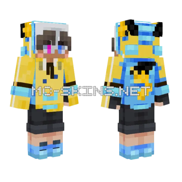 Blue Yellow Outfit Minecraft skin, front and back