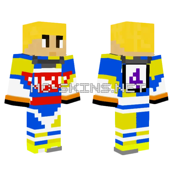 Blue Yellow Sports Uniform Minecraft skin, front and back