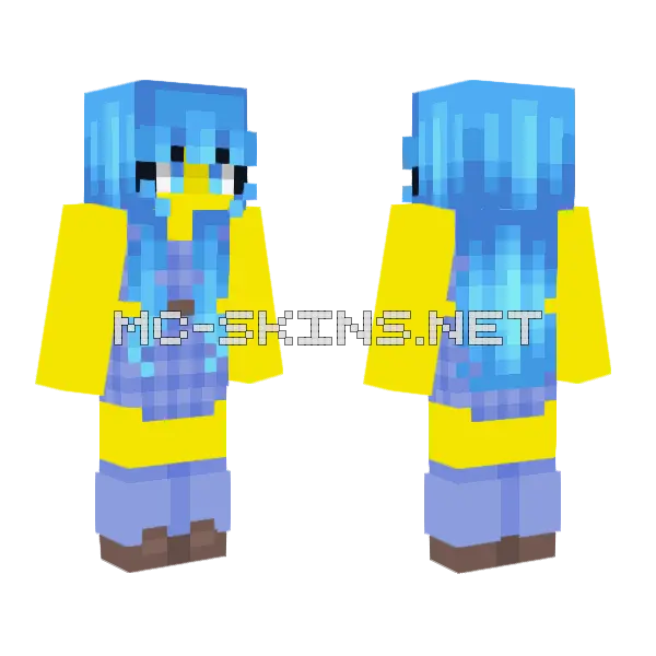 Blueberry Outfit With Blue Hair, front and back