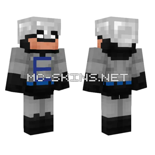 Bluey Batman Iron Helmet Minecraft skin, front and back