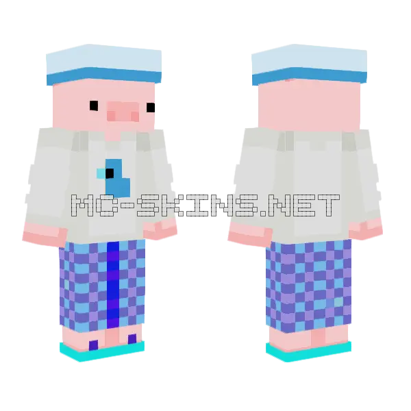 Bluezeee Piggy Minecraft skin, front and back