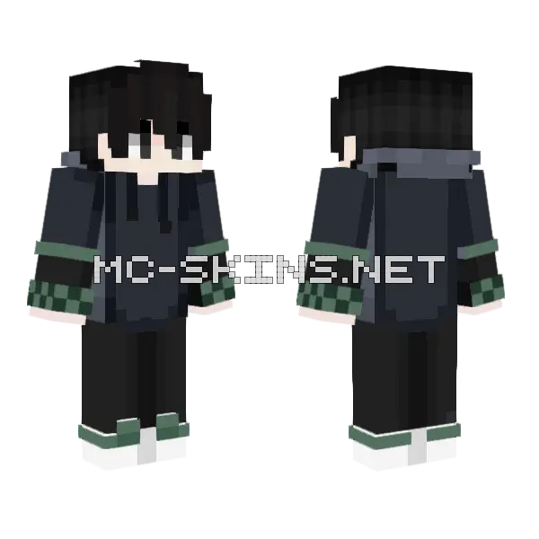 Bmb0260dmc Black Outfit Minecraft skin, front and back
