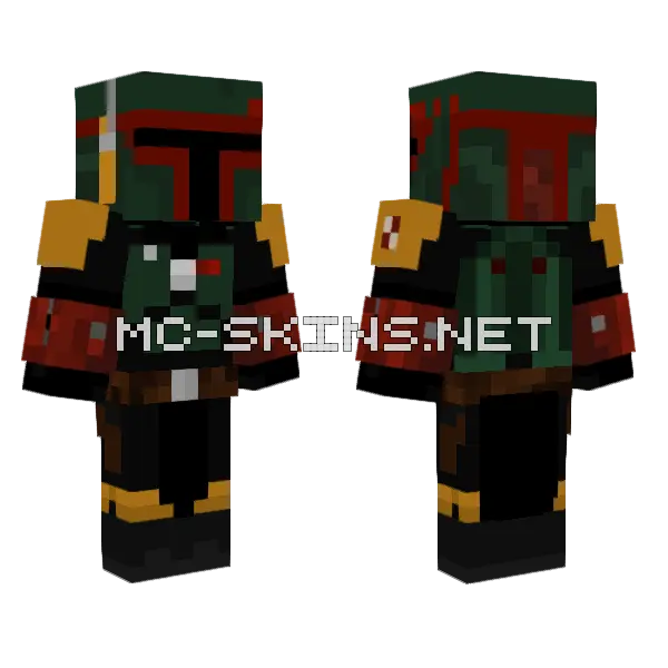 Boba Fett Removable Helmet Minecraft skin, front and back