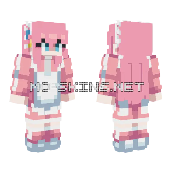 Bocchi Maid Tracksuit Minecraft skin, front and back