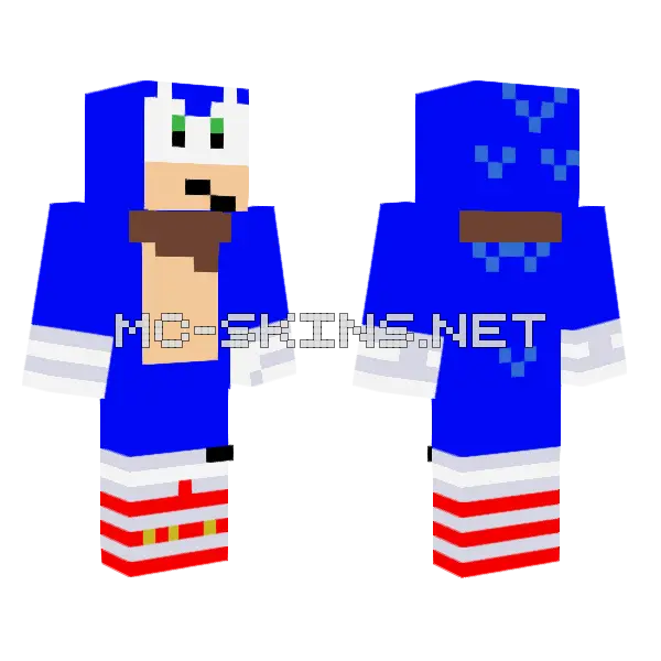 Boom Sonic Minecraft skin, front and back