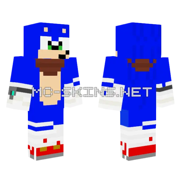 Boom Sonic V2 Minecraft skin, front and back