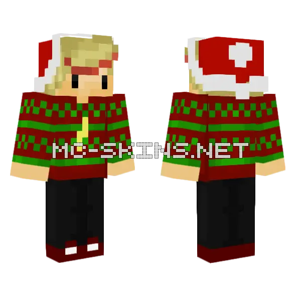 Borgle Christmas Remastered Minecraft skin, front and back