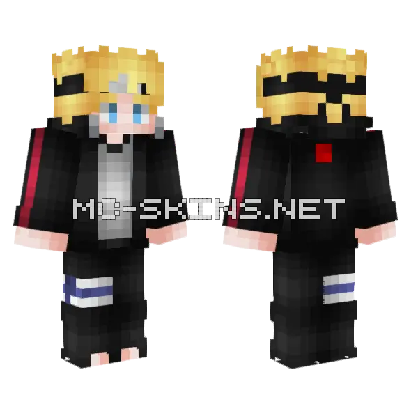 Boruto Uzumaki Minecraft skin, front and back