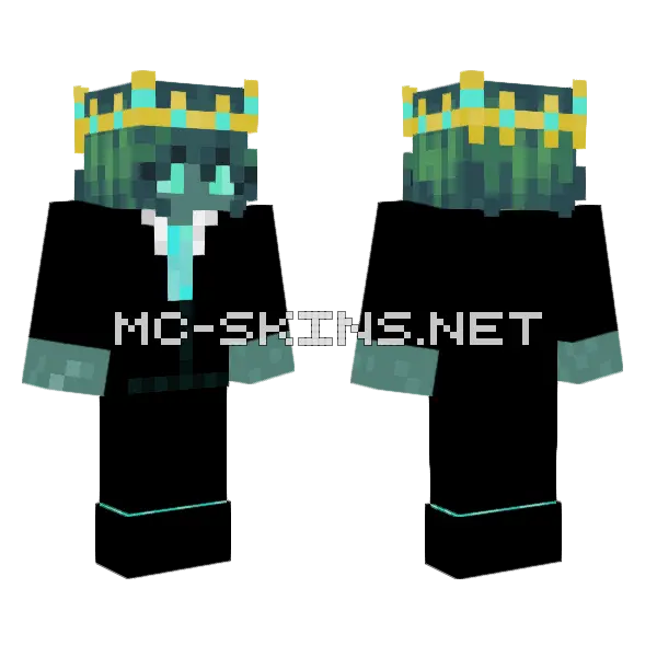 Bossy Drowned Minecraft skin, front and back