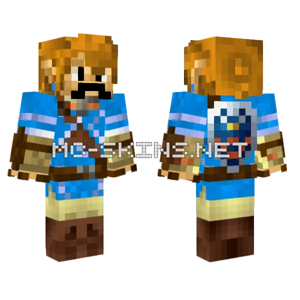 Botw Link W Mustache Minecraft skin, front and back