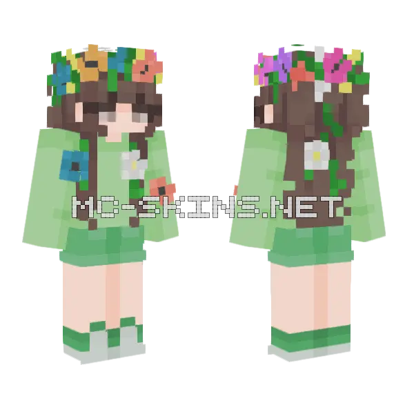 Bouquet Girl Minecraft skin, front and back