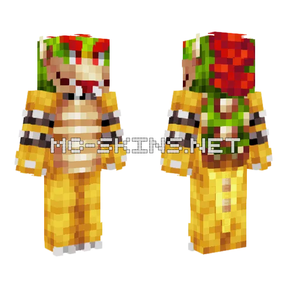 Bowser Minecraft skin, front and back