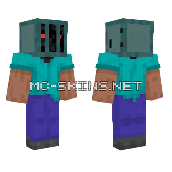 Box Head Minecraft skin, front and back