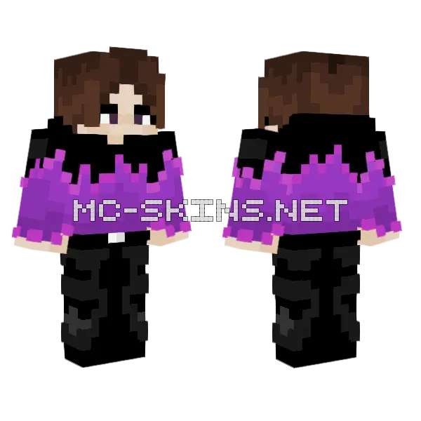 Boy Purple Pink Black Minecraft skin, front and back