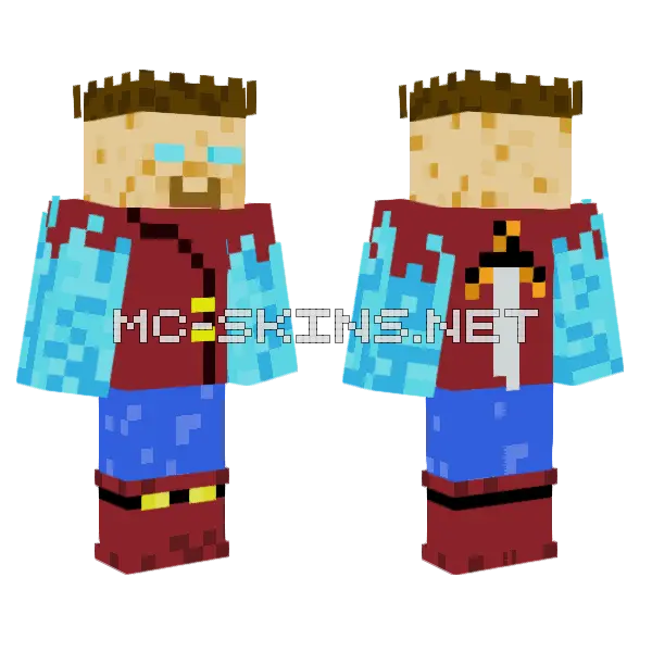 Boy With Fire Hands Minecraft skin, front and back