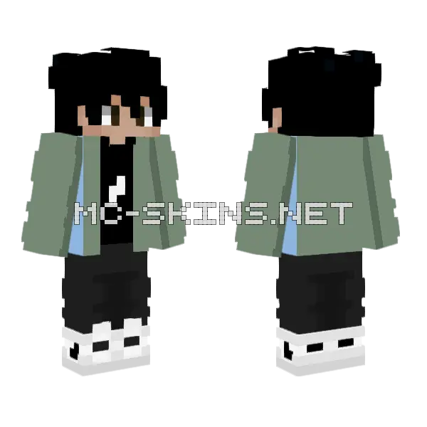 Boy With Green Jacket Minecraft skin, front and back