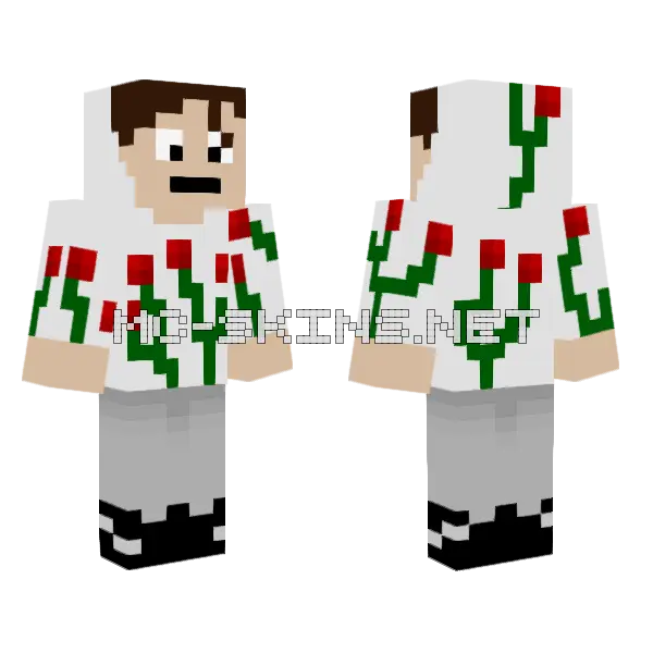 Boy With Rose Hoodie Minecraft skin, front and back