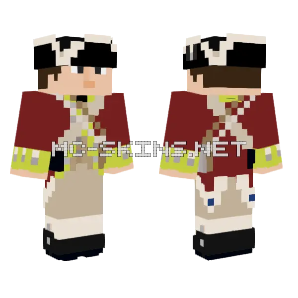 British Infantry Yellow Facings Minecraft skin, front and back