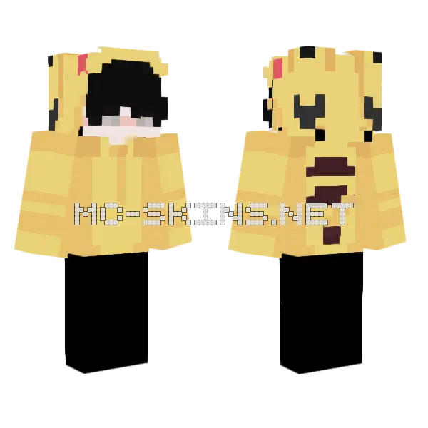 Broken Pikachu Minecraft skin, front and back