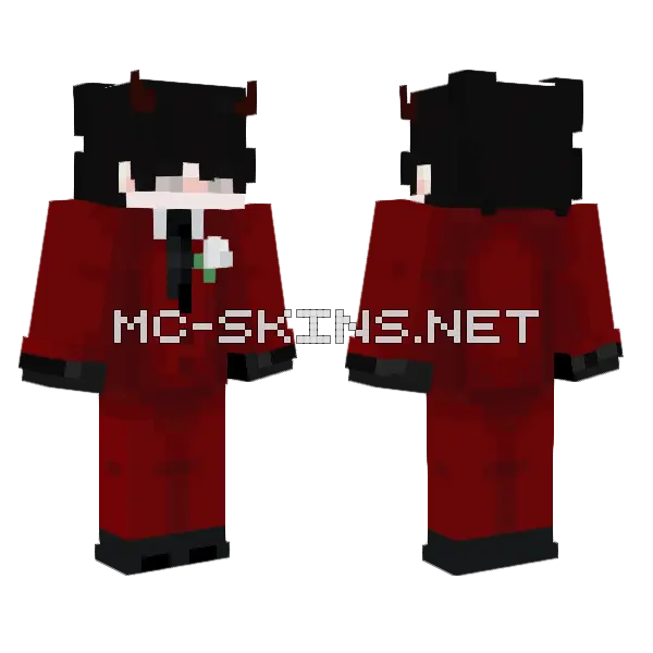 Broken Red Suit Minecraft skin, front and back
