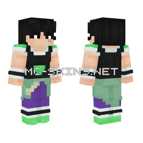 Broly Green Outfit Minecraft skin, front and back
