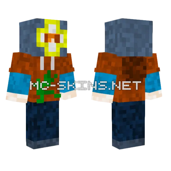 Brown and Blue Hoodie Knight Minecraft skin, front and back