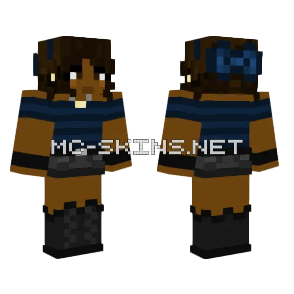 Brown And Blue Outfit Minecraft skin, front and back