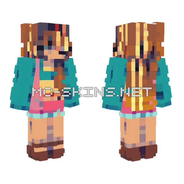 Brown and Teal Outfit, front and back