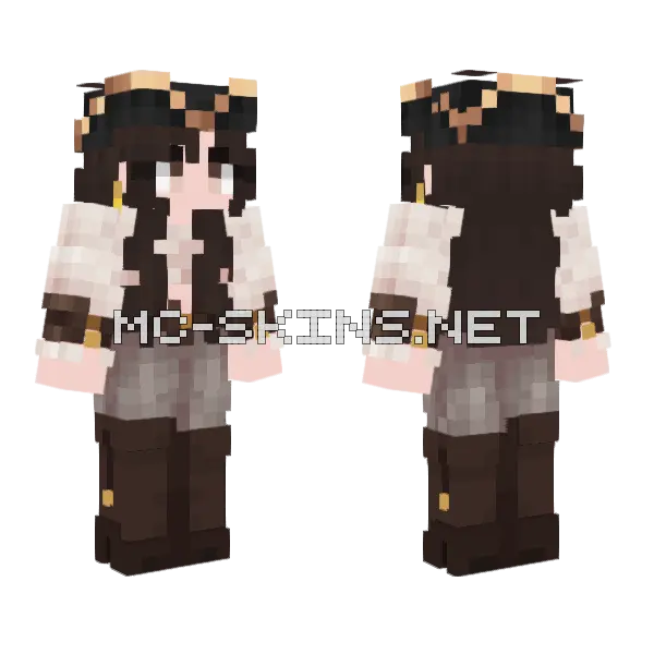 Brown and White Girl Minecraft skin, front and back