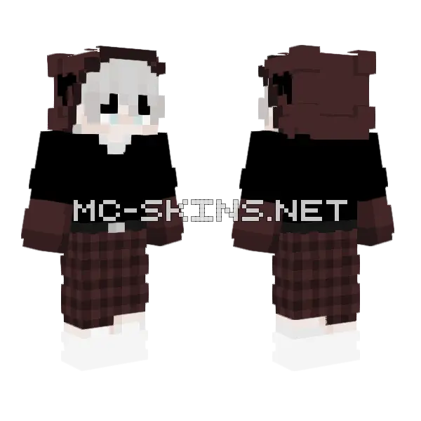 Brown Anime Boy Minecraft skin, front and back