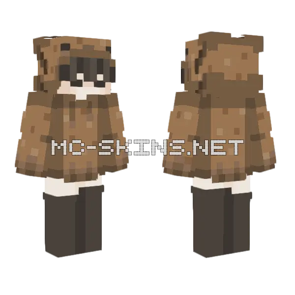 Brown Axolotl Femboy Minecraft skin, front and back