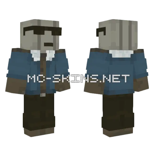 Brown Blue Work Clothes Minecraft skin, front and back