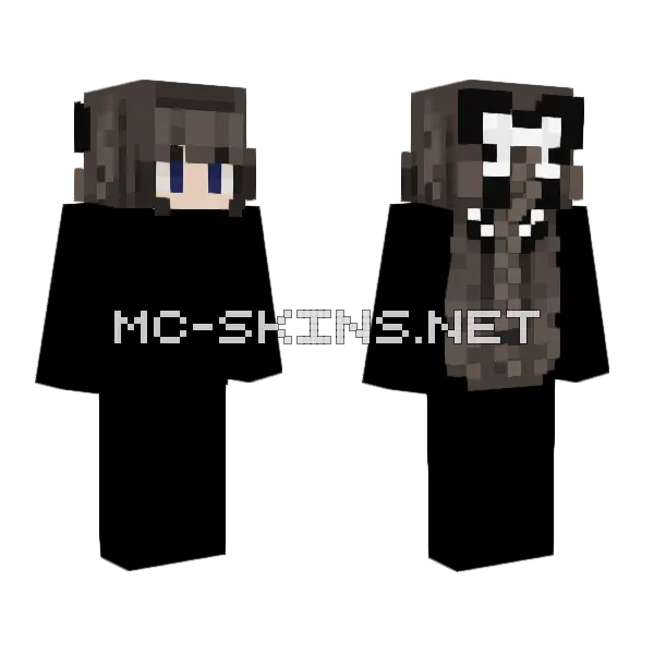 Brown Braided Hair with Bow Minecraft skin, front and back