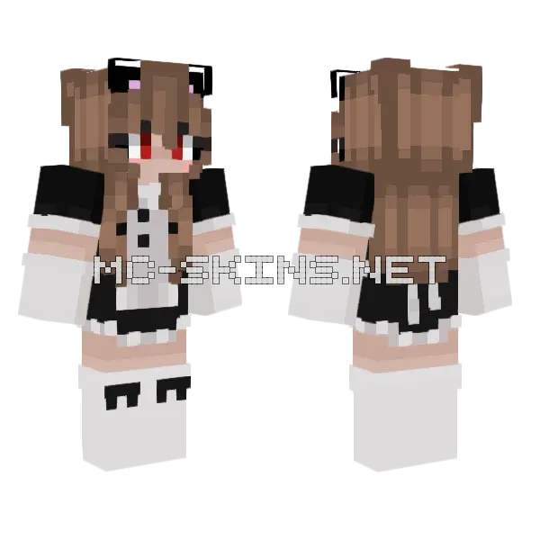 Brown Cat Girl Minecraft skin, front and back