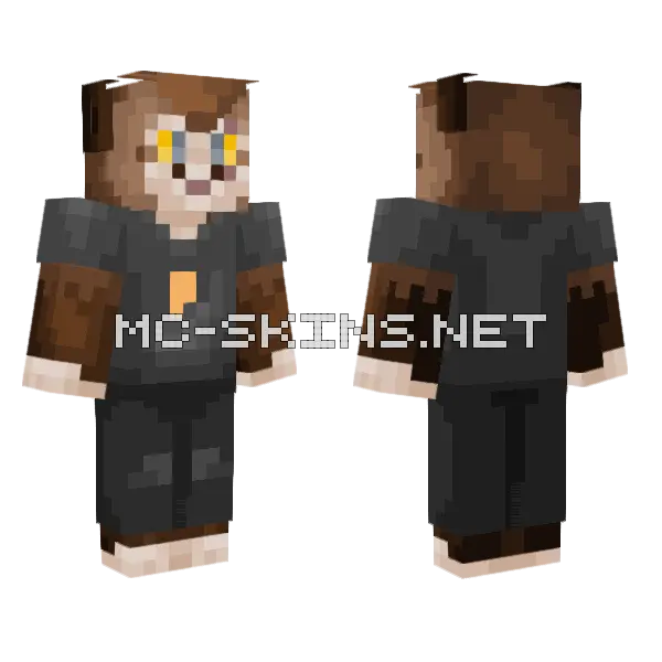 Brown Cat With Shirt Minecraft skin, front and back