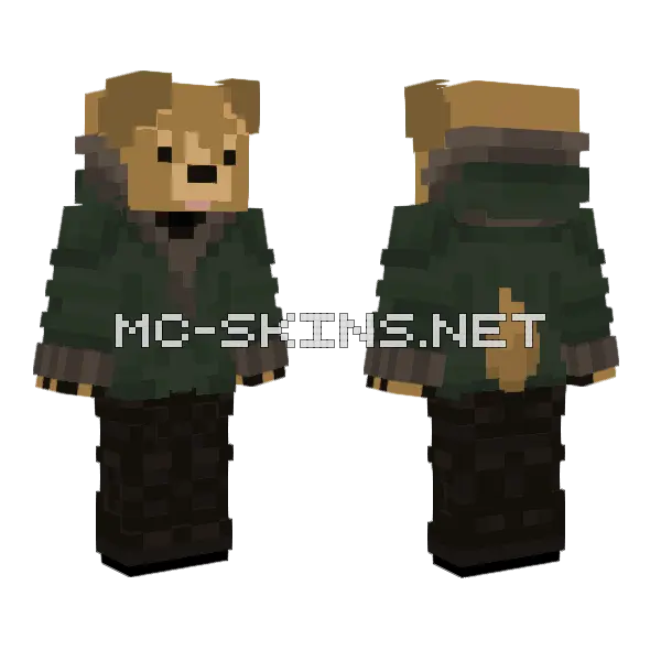 Brown Dog Companion Minecraft skin, front and back