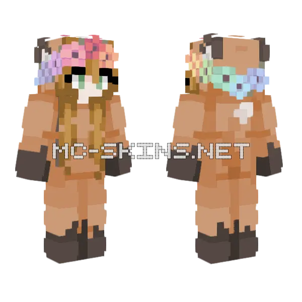 Brown Fox Girl Minecraft skin, front and back