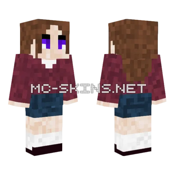 Brown Hair Autumn Minecraft skin, front and back
