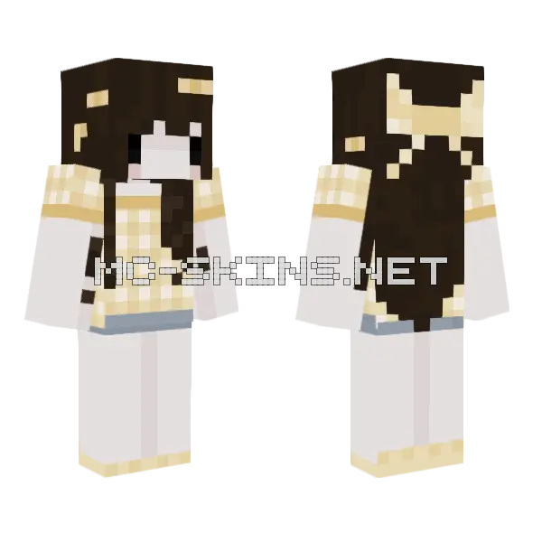 Brown Hair Chef Outfit, front and back