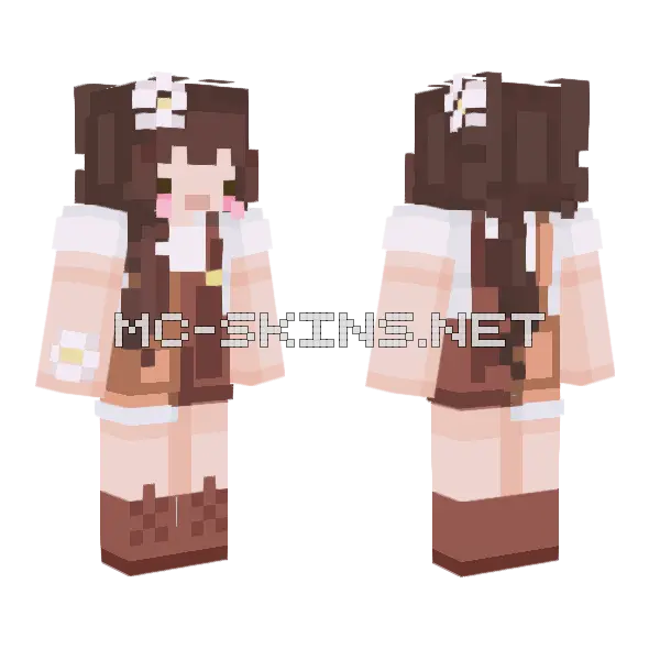 Brown Hair Girl Minecraft skin, front and back