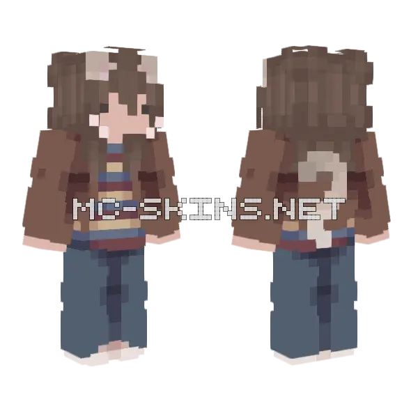 Brown Hair Girl Outfit Minecraft skin, front and back